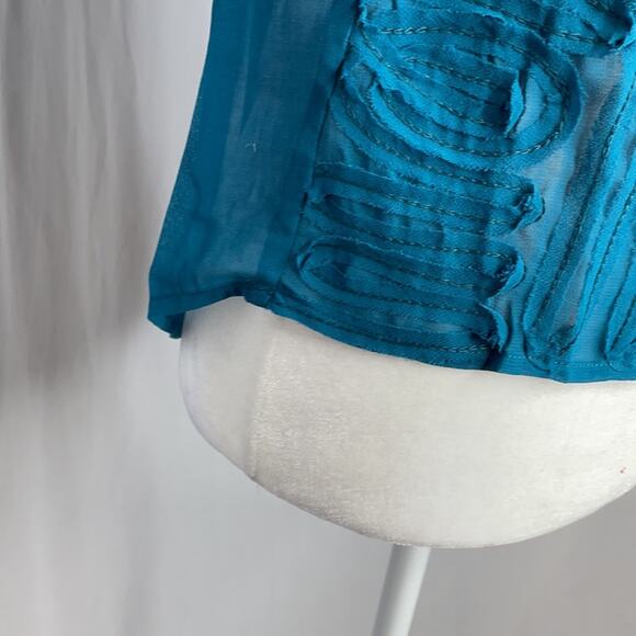 NWT chandi and lia teal blue sheer top - Picture 4 of 8